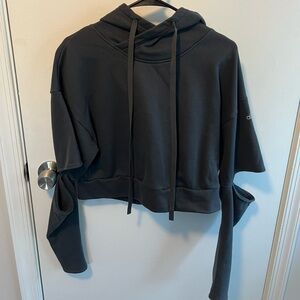 ALO Yoga Charcoal Cropped Hoodie
